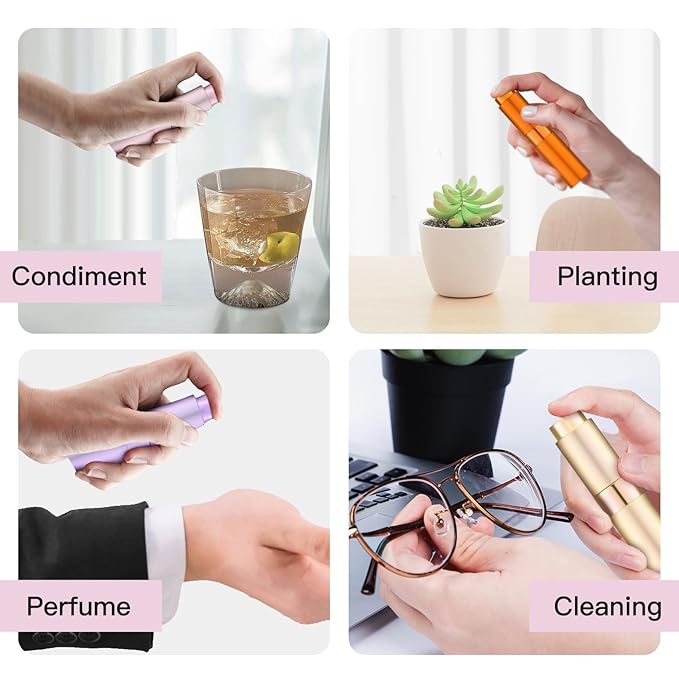 Tekson 8ml Travel Perfume Atomizer Refillable, Mini Cologne Spray Bottle Empty, Small Aftershave Portable Sprayer for Liquid Dispenser