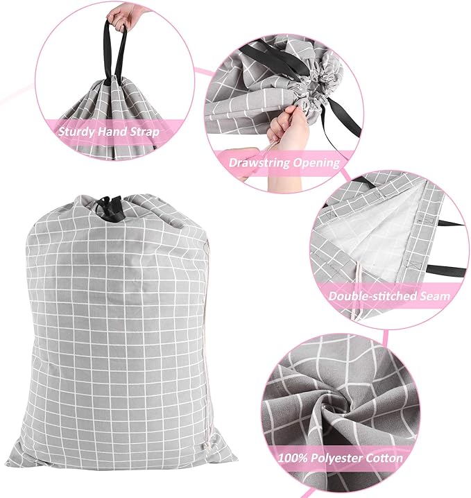 SWISSELITE Laundry Bag with Handle and Drawstring, Large Heavy Duty Laundry Bag, 28 x 40 Inches Travel Dirty Clothes Bag for Laundromat and Household