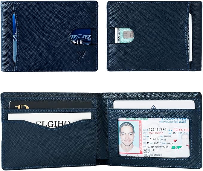 YBONNE Functional Compact RFID Blocking Bifold Wallet for Men, Made of Finest Genuine Leather