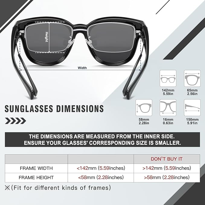 DUCO Fit Over Sunglasses for Men Women Wear Over Glasses Retro Wrap Around Polarized Sun Glasses UV400 Protection DC8981