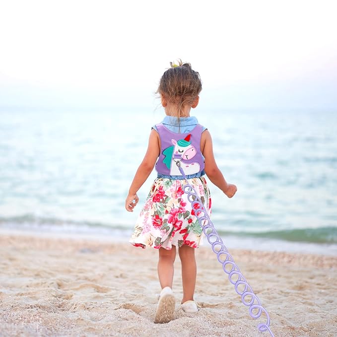 Toddler Leash-Baby Walking Safty Harness and Child Anti Lost Wrist Link for Girls/Boys Travel (Purple)