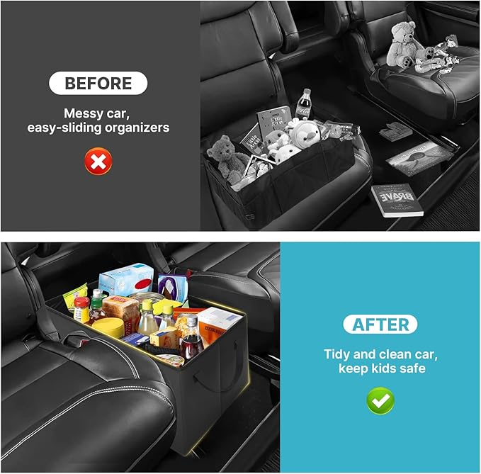 Mixsuper Liner Car Seat Organizer Ford Explorer Organizer 2020-2026 with Mesh Pockets Center Console Organizer with Cup Holders Kids Travel Accessories