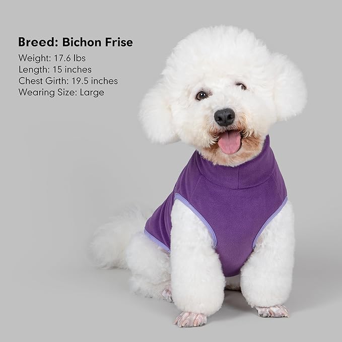 cyeollo Dog Sweaters for Large Dogs, Pullover Dog Fleece Jacket Turtleneck Sweatshirt Stretchy Vest Warm Lightweight Winter Pet Clothes, Purple XXXL