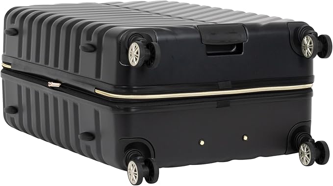 Kenneth Cole REACTION Madison Square Lightweight Hardside Chevron Expandable Spinner Luggage, Black, 24-Inch Checked