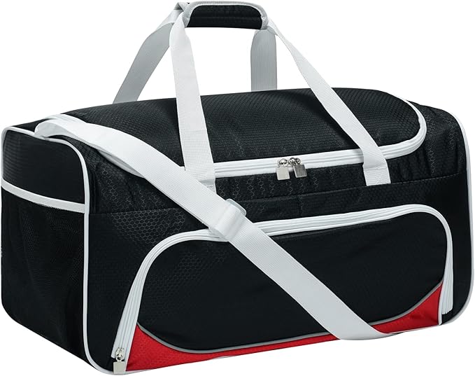 Mens Gym Bag 21 inch Large Overnight Weekender Duffle Bag for Travel Sport-White/Black