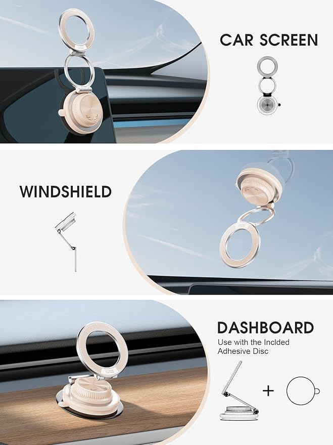 Ultra-Thin Vacuum Magnetic Car Phone Holder for MagSafe[108+LBS Strongest Suction & 3000gf Strongest Magnetic],360°Adjustable Suction Cup Phone Mount for Car,Gym,Mirror,Men Women-Pale Pink
