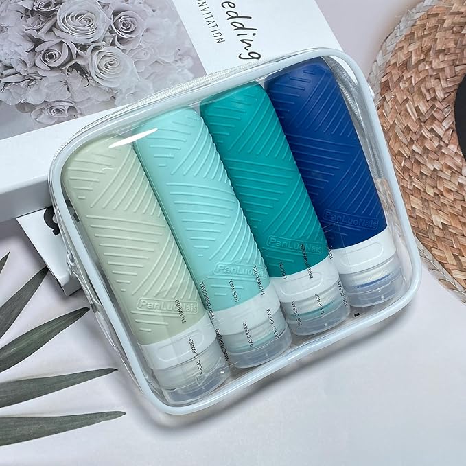 Travel Bottles for Toiletries, Silicone TSA Approved Bottles, Leakproof Shampoo & Toiletry Containers for Airplane, Vacation & Business Trips
