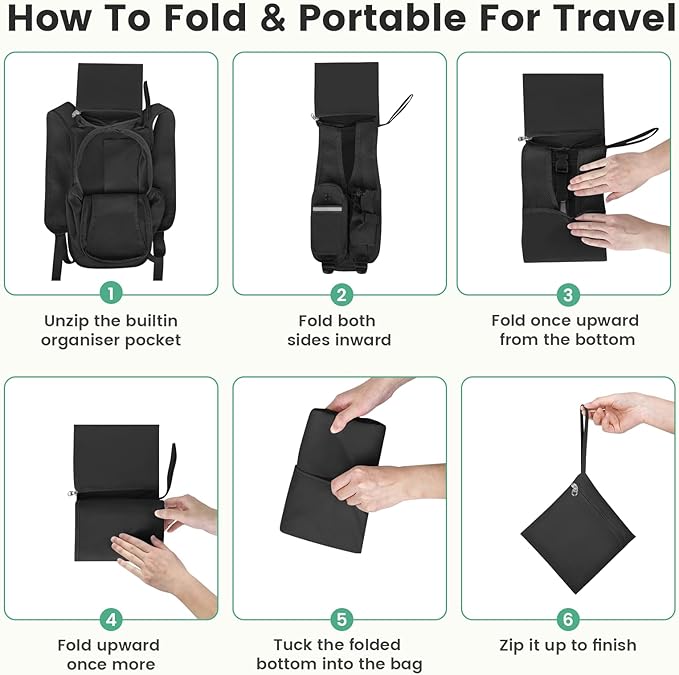 Small Hiking Backpack 10L - Lightweight Packable Foldable Backpack for Travel Camping Outdoor Commute, Compact Rucksack for Women Men(Black)