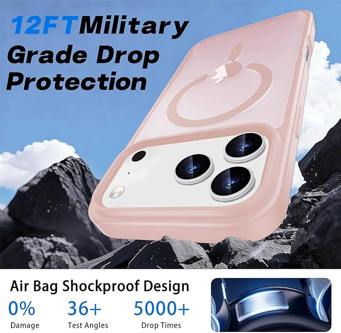 Ntwinro Magnetic for iPhone 17 Pro Max Case (Compatible with MagSafe) with Detachable Wallet & Card Holder for 3 Cards [RFID Blocking] Military Grade Protective Slim Phone Cover, Pink