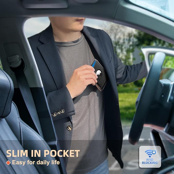 BULLIANT Men Wallet Airtag&Standard Use,Slim Front Pocket Wallet Money Clip for Gifg Men RFID Blocking 11Cards