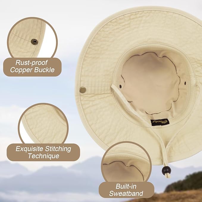 Bucket Hat Wide Brim UV Protection Sun Hat Boonie Hats Fishing Hiking Safari Outdoor Hats for Men and Women