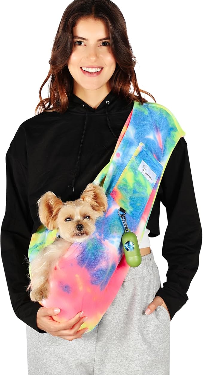 Dog Carrier Sling,Indoor Comfort Adjustable Cat Sling Carrier,with Front Pocket and Seat Belt Dog Carriers for Small Dogs Machine Washable,Suitable for Family Outdoor Use (Large, Fruits)