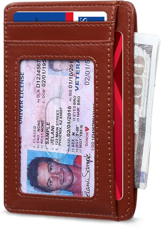 RUNBOX Slim Minimalist Front Pocket RFID Blocking Leather Wallets for Men and Women Card Holder Wallets Gifts for men