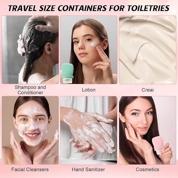 4pcs Travel Bottles for Toiletries Silicone Squeezes Bottle Leak Proof Travel Size Containers Shampoo Conditioner Liquid Body Wash Lotion Small 1oz