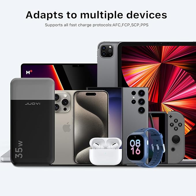 Power Bank 10000mAh, 35W Portable Charger,Fast Charging Portable Battery Pack with PD 3.0 & QC 4.0, USB C Portable Power Bank for iPhone 15 14 13 Series, Galaxy, Tablet, Switch, and More（Black）