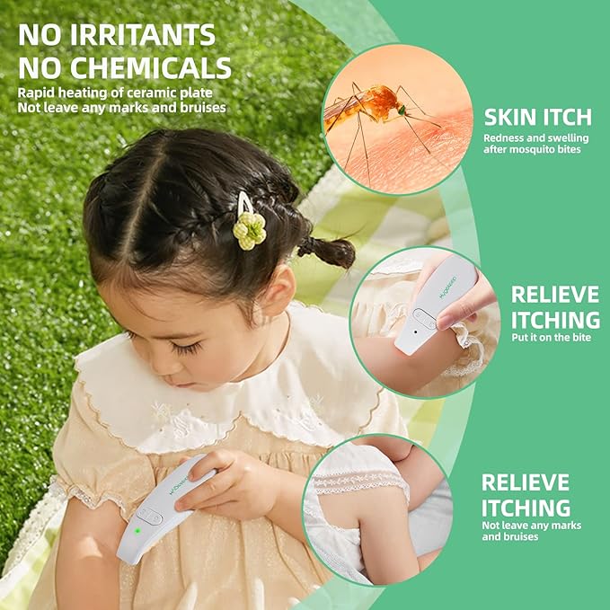 Insect Bite and Sting Relief, Fast Symptom Relief for Itch Pain Swell of Mosquito Bee Wasp Bites, No Odor & Residue, Suitable Kids All Families, Chemical-Free Treatment, White, Count: 1