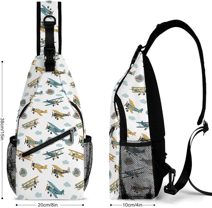 SWEET TANG Women's Cool Chest Bag Gym Sack Fashion Sling Shoulder Backpack Outdoor Sports Daypack Aircraft Cute Airplane, Multipurpose Adjustable Bag Small Camera Case for Daily Use