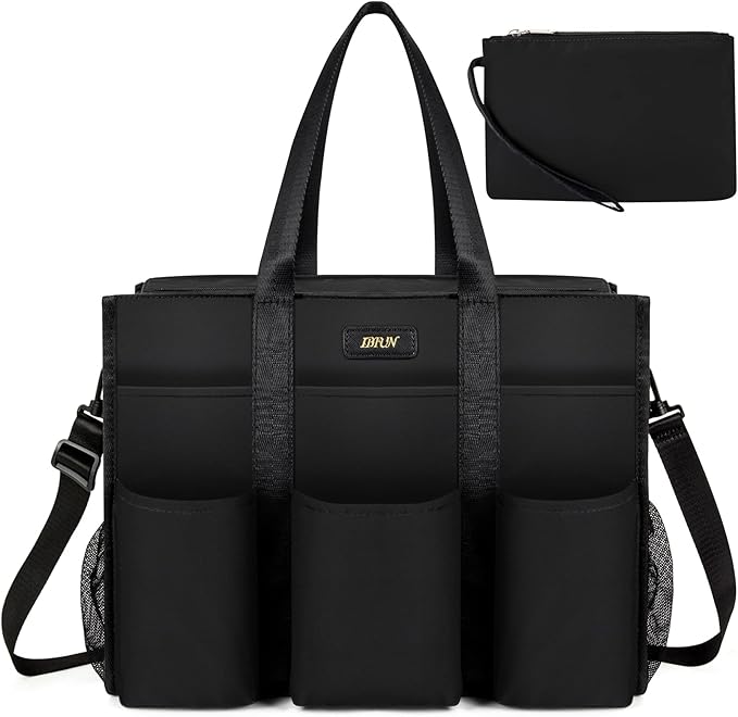 IBFUN Utility Tote Bag with 14/24 Pockets Zip Top Teacher Tote Bag for Teacher/Work Women