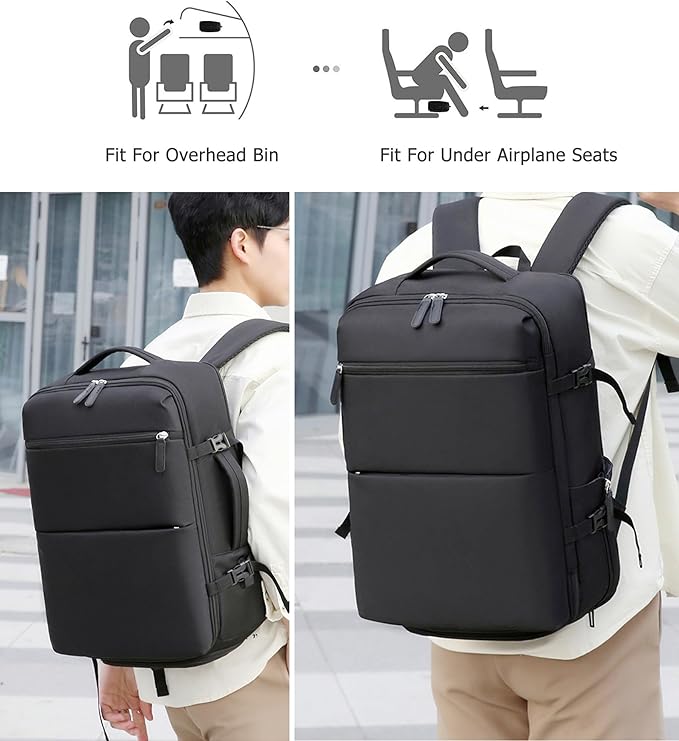 feilario 2 Piece Set 20in Aluminium Frame PC Hard Shell Spinner Wheels Luggage, Built-In TSA lock Carry on Suitcase, with Cup Holder, USB Port, Phone Holder