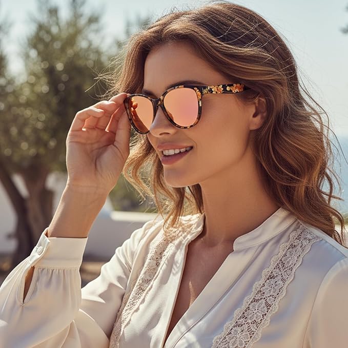 Myiaur Polarized Sunglasses for Women, Trendy Cat Eye Sun Glasses UV400 Protection Classic Retro Shade 2 Pack