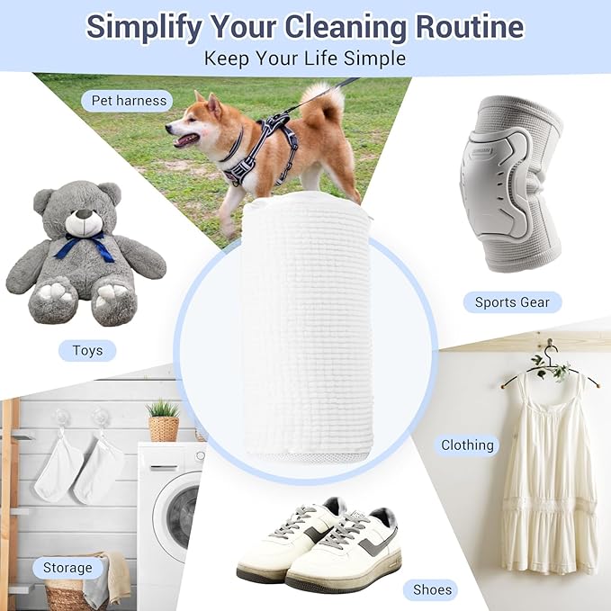 Shoe Washing Machine Bag with 2 Pockets - Wash Laces, Insoles & Socks All-in-One Shoe Laundry Bag for Washer & Dryer, Reusable Sneaker Cleaner Bag for Home Dorm Travel (2Pcs White)