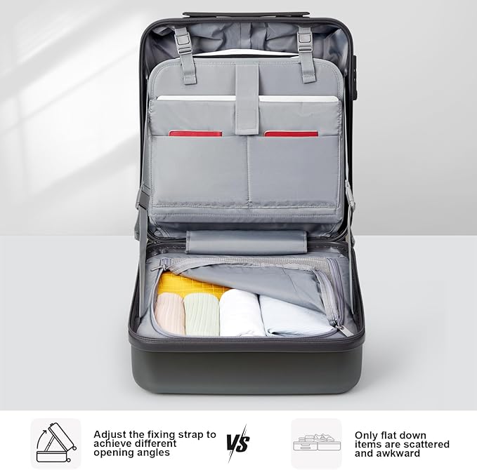 Hanke 16 Inch Underseat Carry On Luggage Hard Shell Suitcases with Wheels Mini Small Carry On Bag for Airline Approved TSA Luggage Lightweight Travel Suitcase(Graphite Grey)