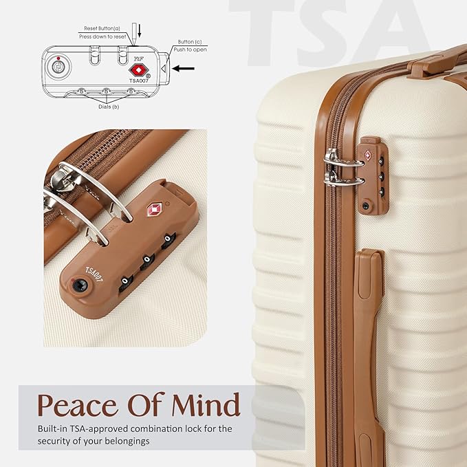 COOLIFE Luggage Carry On Luggage Suitcase Softside Wheeled Luggage Lightweight Rolling Travel Bag, White, 3 Piece Set (DB/TB/20), Luggage Set with Bags