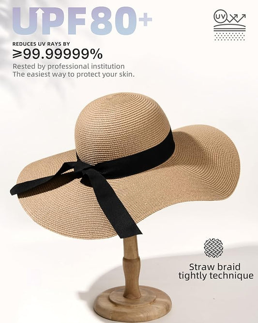 FURTALK Womens Sun Straw Hat Wide Brim UPF 80 Summer Hat Foldable Packable Floppy Beach Hats for Women