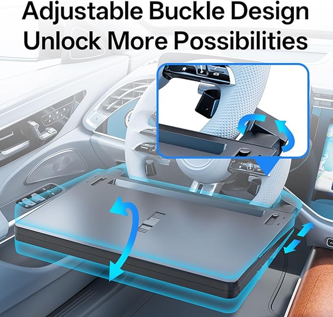 Steering Wheel Tray Desk with Expandable Trays, Steering Wheel Table Food Tray for Front Seat Eating Dinning Working, Adjustable Laptop Tray for Car