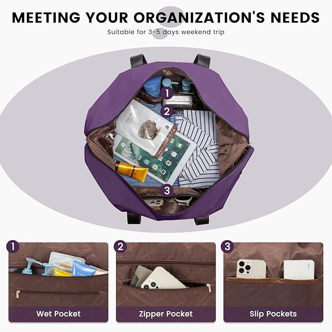 LOVEVOOK Weekender Bag, Large Travel Duffel Bag for Women with 2 Packing Cubes, Carry on Overnight Bag with Shoe Compartment, Mom Hospital Bags for Labor and Delivery