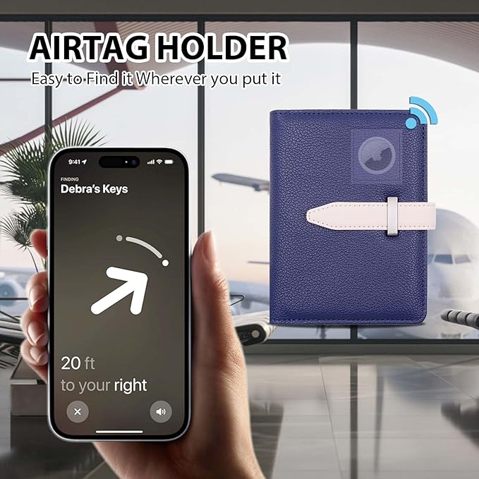 Passport Holder with Airtag for Women/Men,Airtag Passport Wallet for Travel,Cute Passport Holder Rfid Blocking,Travel Wallet for Cards Passport Cover Case