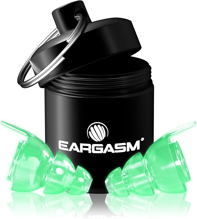 Eargasm Afterglow High Fidelity Earplugs - Reusable Glow-in-The-Dark Noise Reduction Hearing Protection Ear-Plugs with Carrying Case for Concerts, Festivals, Raves, Musicians, Live Music, Sports
