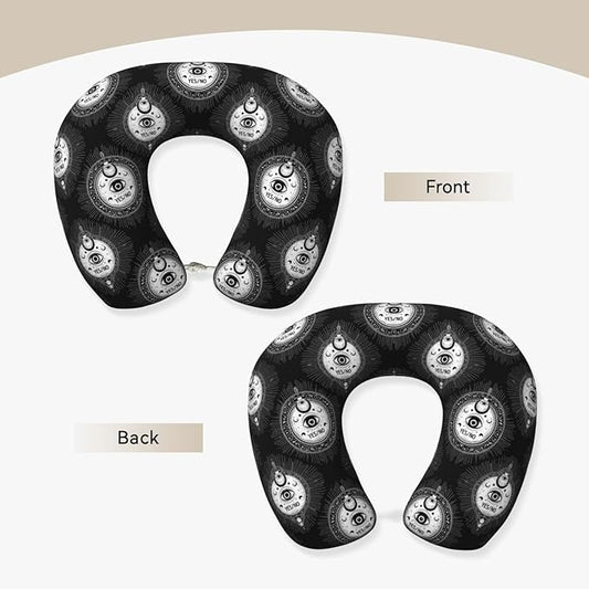 Neck Pillows for Travel Gothic Moon Eye Witchy Magic Spirit Board, Women and Men Airplane Car Pillow, Neck Support U Shaped Pillow for Rest Pain Relief Sleeping