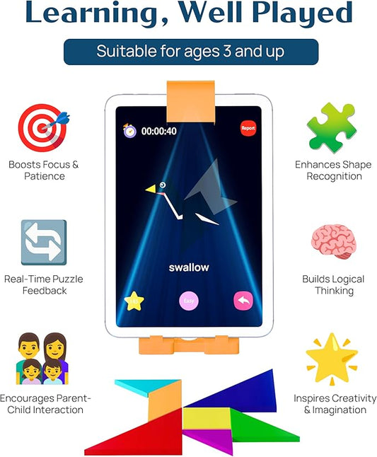 Qxtamo® Innovative AR Tangrams Puzzles Games, 1000+ Animated Sensory Toys, Family Travel Learning Education STEM Toys Birthday Gift Party Favors for Kids Children Boys Girls Teens, Ages 3+ Year Old
