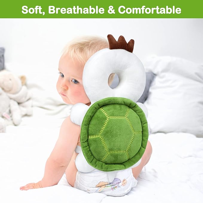 Baby Head Protector Backpack with Adjustable Straps Safety Pad Wear for Infant Toddler Walking & Crawling Essentials Fall Back Head Protection, Turtle