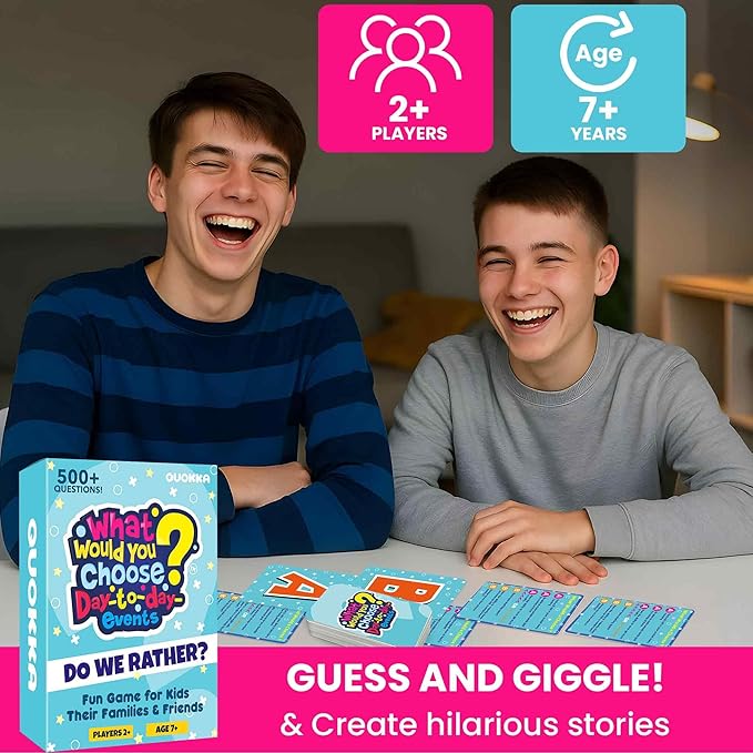 QUOKKA Fun Card Game for Teens, Kids & Adults – Fun Party & Family Board Game | What Would You Chose Challenges | 500+ Hilarious Icebreaker Questions for Friends, Family Nights, Travel & Sleepovers