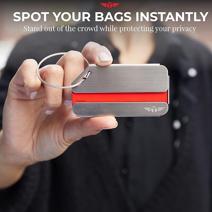 Original Indestructible Luggage Tags for Travel Stand Out with Stainless Steel Privacy Personalized Luggage Tags with Free Smart Bag Tag Recovery Included