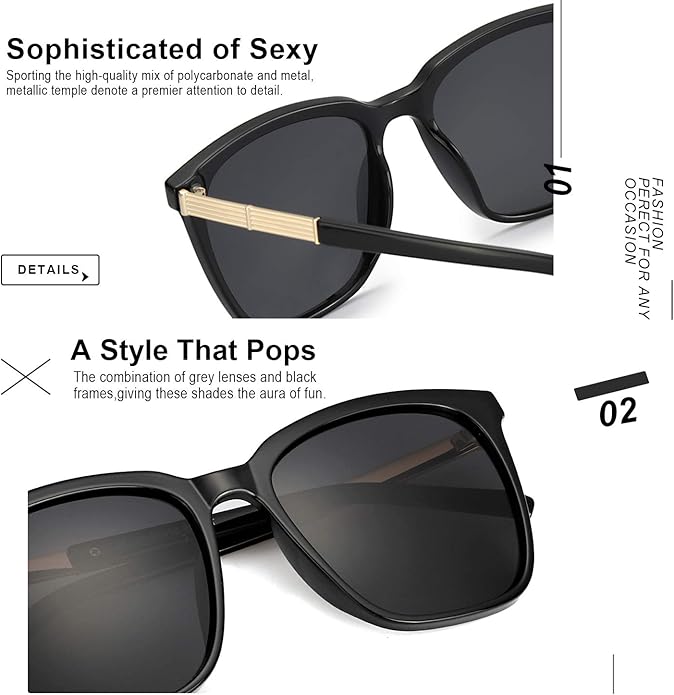 SIPHEW Oversized Square Sunglasses for Women|Lightweight Fashion Sunglasses 100% UV400 Protection|Trendy Mirrored Shade