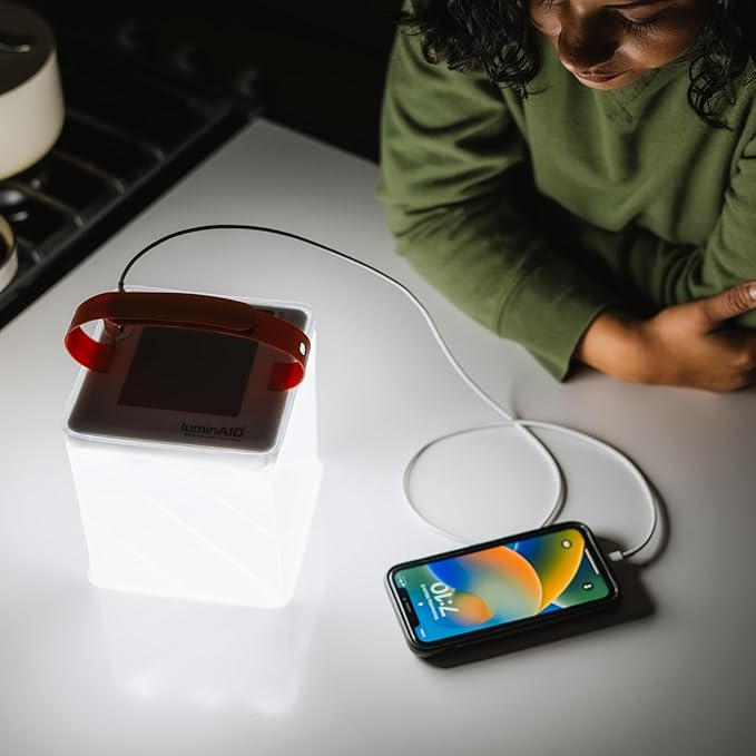 LuminAID Max Quick Inflate 2-in-1 Solar Camping Lantern and Phone Charger - Rechargeable LED Lamp for Camping, Hiking & Travel - Waterproof Emergency Light for Power Outages, Hurricane, Survival Kits