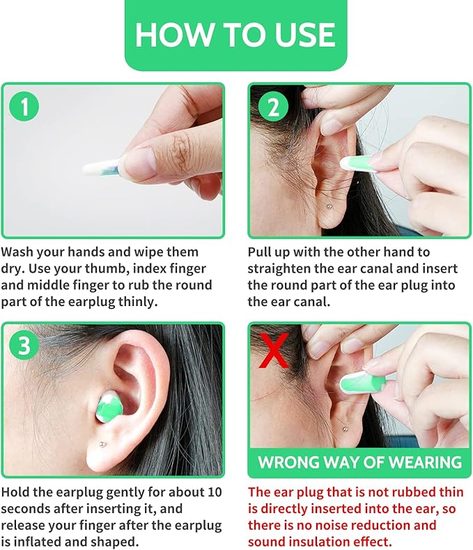 LYSIAN Ultra Soft Foam Earplugs for Sleep 60 Pairs, 38dB SNR Ear Plugs for Sleeping Noise Cancelling, Mowing and Snoring,Double Color Green/White