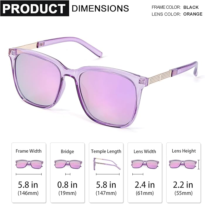 SIPHEW Oversized Square Sunglasses for Women|Lightweight Fashion Sunglasses 100% UV400 Protection|Trendy Mirrored Shade