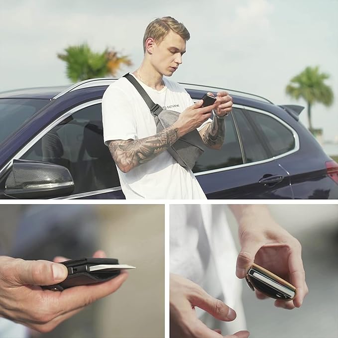 NIID Wallet for Men,Minimalist Front Pocket Wallet for Men - RFID Blocking Leather Bifold with Pop Up Card Holder, 2 ID Windows, Money Clip & Gift Box (Coffee)