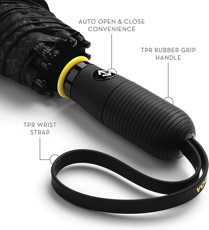 ShedRain Vortex V2 Automatic Compact Folding Windproof Travel Umbrella – Rain & Windproof Vented Double Canopy – Protect from Rain, Sun & Wind - Wind Tunnel Tested to 75 mph
