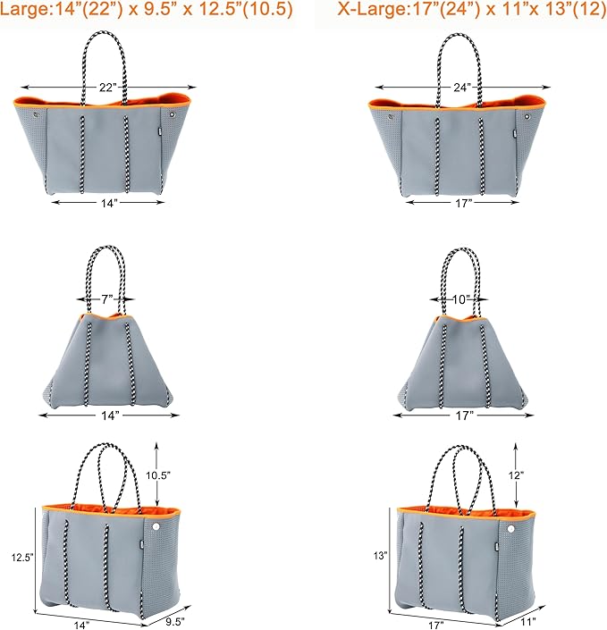 QOGiR Neoprene Multipurpose Beach Bag Tote with Inner Zipper Pocket … … … …