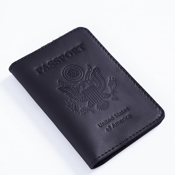 INCARNE US Passport Cover Clear - Travel Passport Wallet - Leather Passport Holder for Men Women Family with Card Slots & Note Compartmen - Sleeve Protector - Genuine Leather - Vintage Black