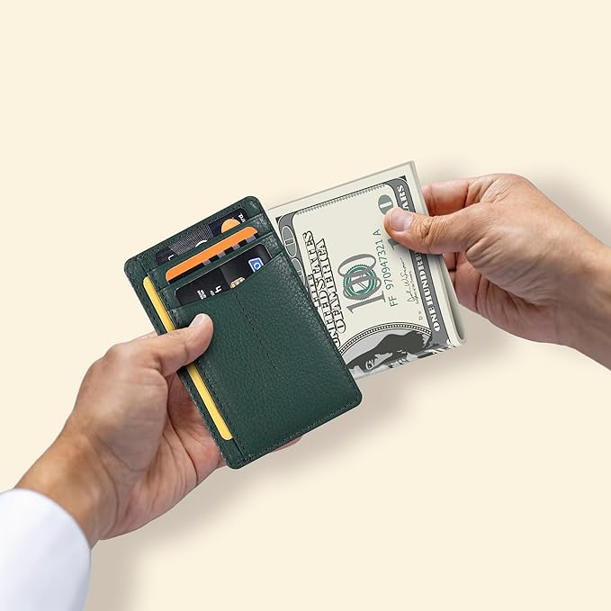 Oak Leathers Leather Slim Minimalist Wallet for Men & Women RFID Front Pocket Leather Card Holder Wallets