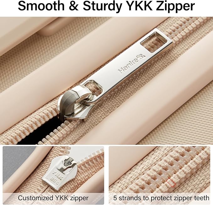 Hanke 24 Inch Checked Luggage with Spinner Wheels Hard Shell Suitcases Lightweight Travel TSA Luggage for Women Men Medium Suitcase(Cuba Sand)