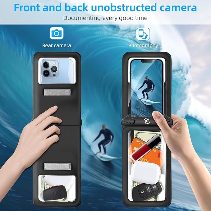 Waterproof Phone Pouch [3-Pack] Double Space Waterproof Phone Case with Adjustable Lanyard Water proof Cell Phone Pouch for iPhone IPX8 Underwater Phone Cases Phone Dry Bag for Vacation Beach Swimming
