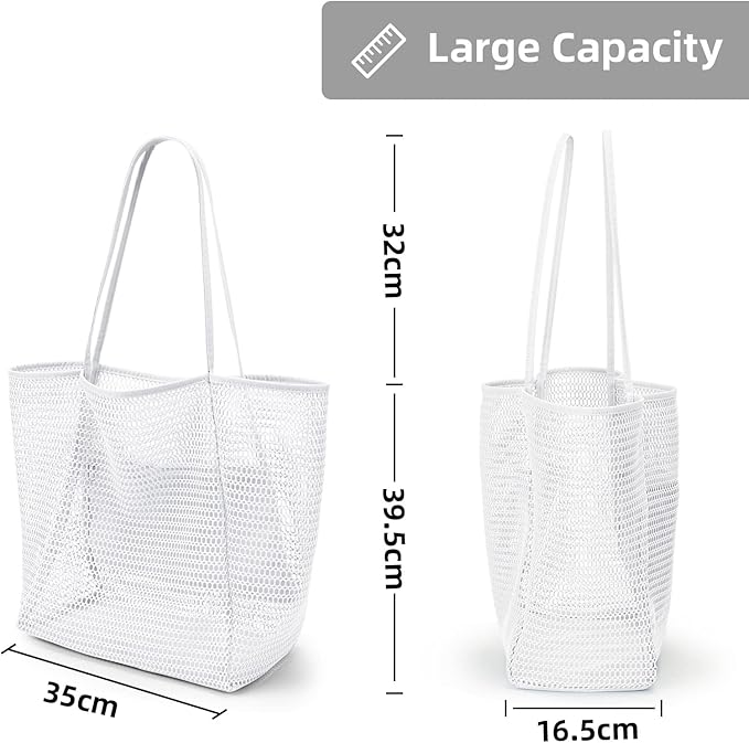 KALIDI BeachNylon Mesh Tote Bag, Casual Tote Bag Hobo Women Foldable MAX 23L Shoulder Bag For Beach Picnic Vacation