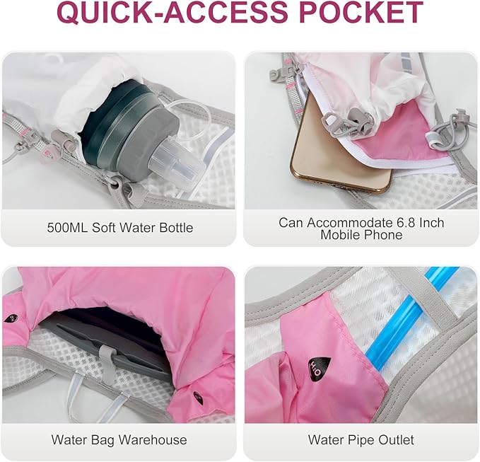 Running Hydration Vest Backpack, Lightweight Water Backpack with 1.6L Water Bladder Daypack for Women Men,Adjustable Running Vest Pack for Trail Running Hiking Cycling Race Marathon